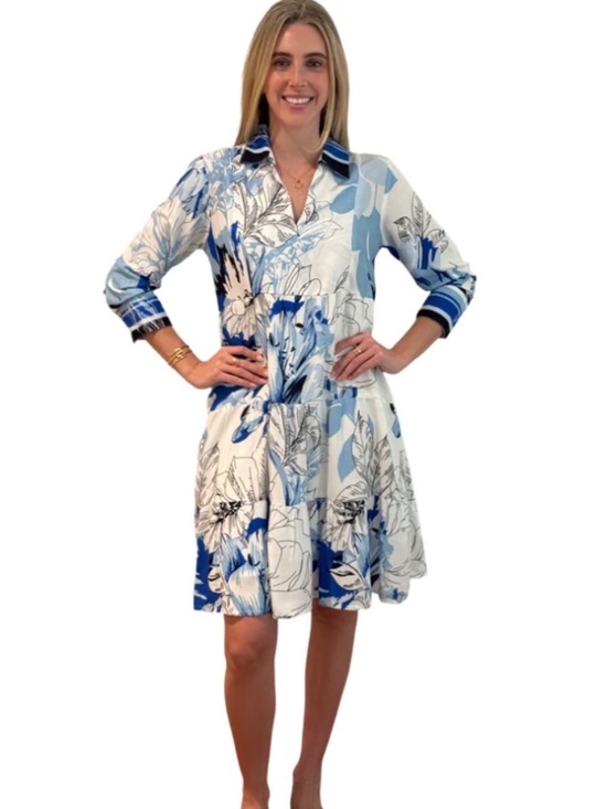 Liza Byrd Dresses & Skirts - LIZA BYRD Easy Blue an White Floral Dress, NWT